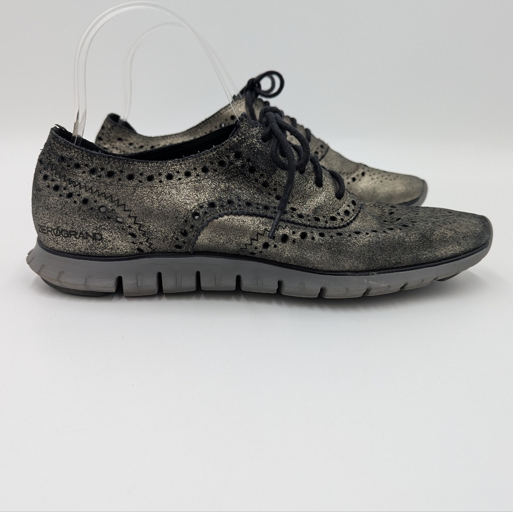 Cole Haan Zerogrand Oxford Sneakers 9M  Silver Metallic Women's Urban Lace Up
